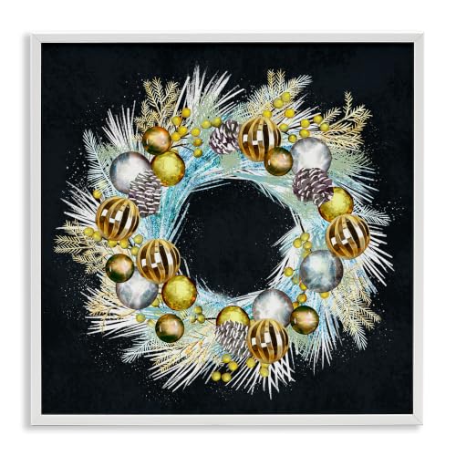Gleaming Seasonal Pine Wreath, 24 x 24 Inch Framed Giclée Print