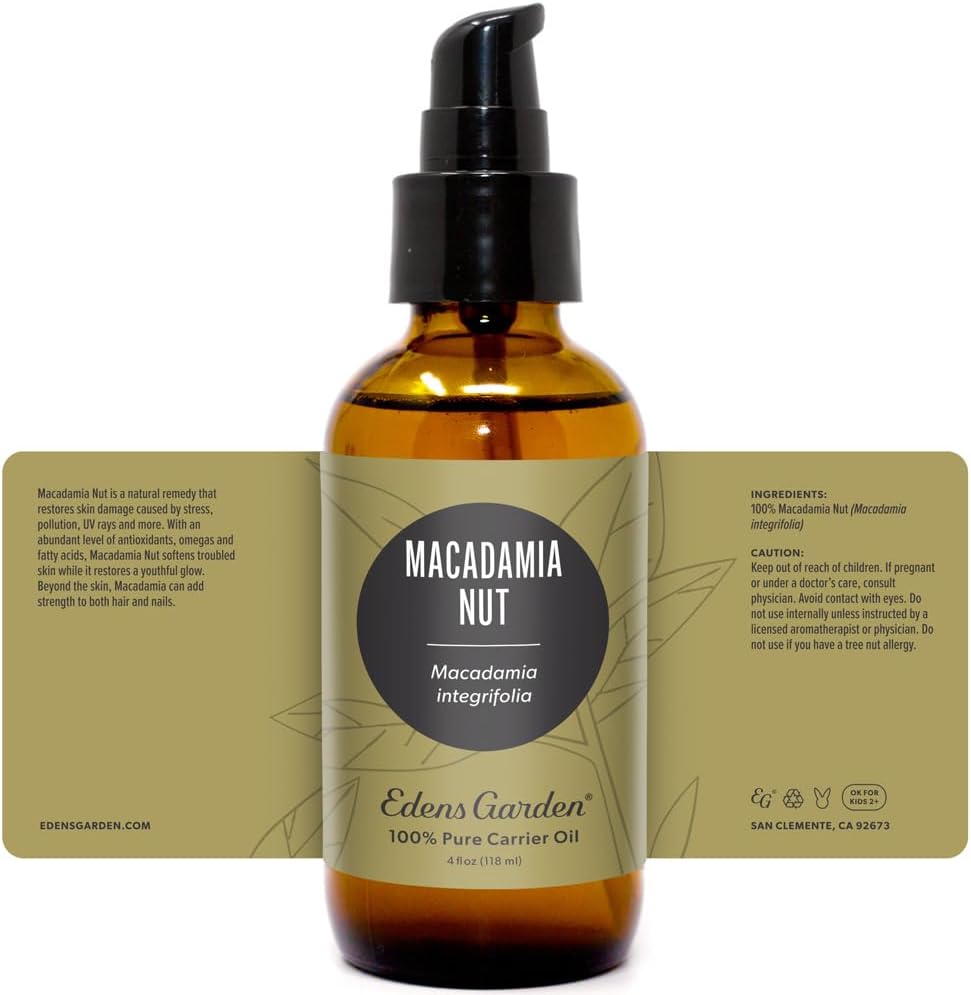 Edens Garden Macadamia Carrier Oil- 100% Pure Premium Cold Pressed & Hexane Free, Natural Moisturizer For Face, Skin, Body, Hair & Nails- Great For Diluting Essential Oils & DIY Soaps 118 ml (4 fl oz) - Image 9