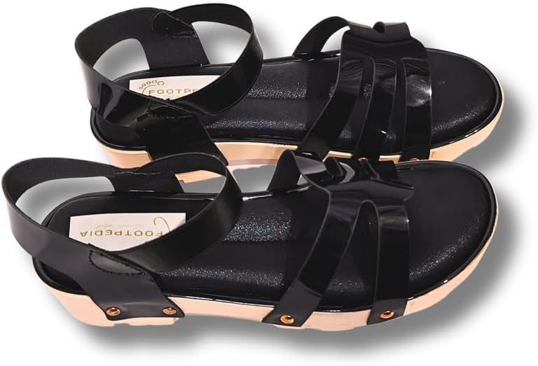 Footpedia Kids Girls Toe Ring Sandal Flats | Embellished Strap Back Strap Sandals | Cushioned Sole Flat Sandals | Decorative Sandals For Girls | Children Daily Flats