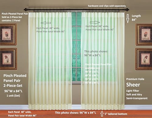 Image of Today's Curtain, Emelia Pinch Pleat Pair 48 inch W x 84 inch L Ecru, 2-Piece-Set