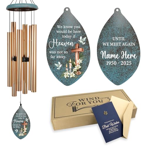 Image of ASTARIN Memorial Wind Chimes Personalized, Memorial Gifts Wind Chimes for Loss of Loved One, Sympathy Gifts Cross Wind Chime, Windchimes in Memory of a Loved One(Produced in Texas)