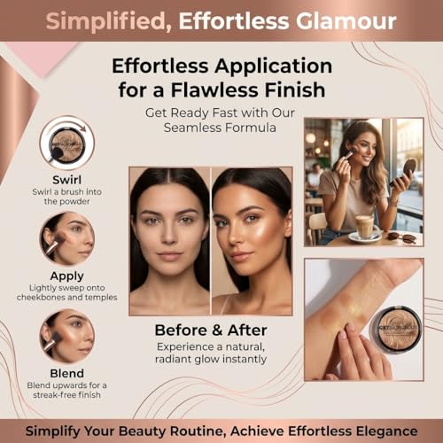 2x 12g Get Gorgeous Bronzing Highlighting Powder, Your Perfect Bronzer-Highlighter for a Sun-Kissed Effect, Compatible with Technic Applicators and Brushes – Bundled by Smart Cutie - Image 4