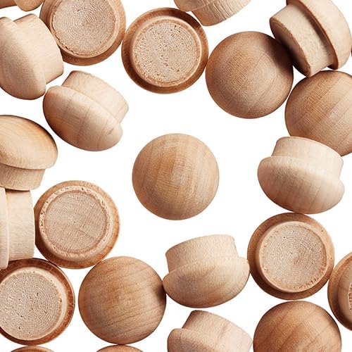 WidgetCo 1/2" Maple Button Top Wood Plugs, Woodworking Plugs, Can Be Sanded, Stained, or Painted (Qty 100)