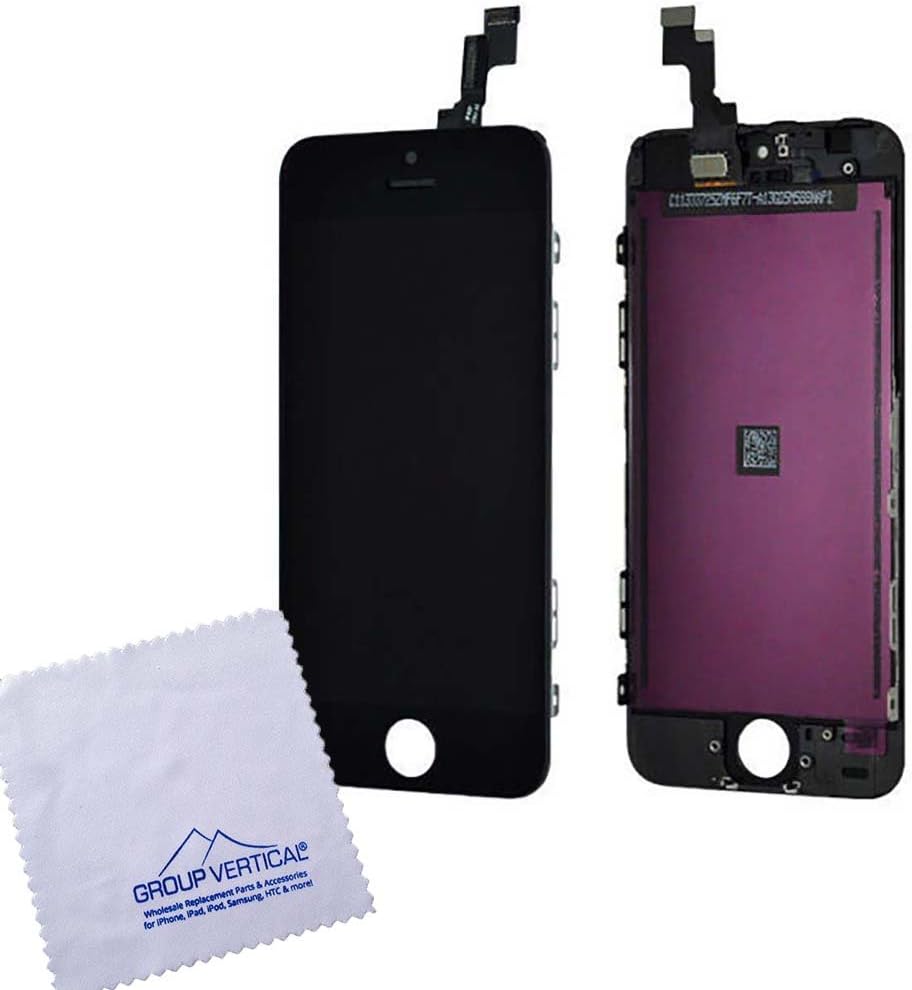 Black Touch Screen Digitizer + LCD Complete Assembly Repair Replacement for Apple iPhone 5S SE Model A1533 A1457 A1453 A1530 A1662 A1723 by Group Vertical