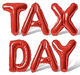 Letter Balloons - TAX DAY 16" Inch Alphabet Letters Foil Mylar Balloon Tax Day Party Banner (Red)