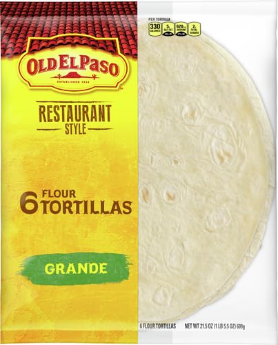 Image of Old El Paso Restaurant Style Grande Flour Tortillas, Meal Prep, 6 Ct, 21.5 oz (Pack of 2)