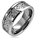 Zealmer Celtic Dragon Band Silver Tone Inlay Comfort Fit Stainless Steel Wedding Band Ring for Men 7