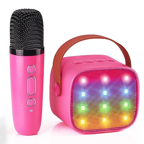 YLL Kids Karaoke Machine, Portable Bluetooth Speaker with Wireless Microphone for Kids, Music Toys Gifts for Girls 5, 6, 7, 8, 9, 10 +Year Old (Hotpink) - 7