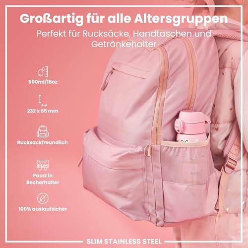 ion8 Leicht Stahl-Trinkflasche 600 ml Nicht IsoliertAuslaufsicher Einhandöffnung Sichere Verriegelung Spülmaschinenfest Klappdeckel Tragegriff Leicht zu Reinigen, Hunde