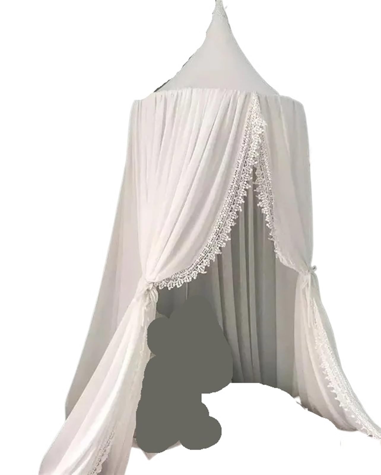 LSNNMU Lace Shading Bed Canopy Hanging Dome Curtain Princess Play Tent For Room Decoration For Bed(White)