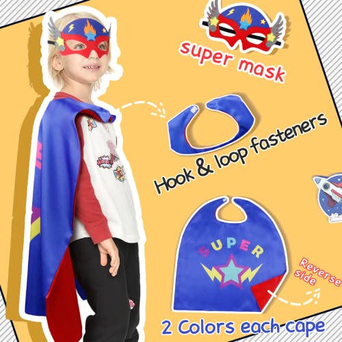 D.Q.Z Superhero-Capes and Masks for Kids Gifts for Girls Boys Super Hero Dress Up Cape and Mask (Blue-Red)