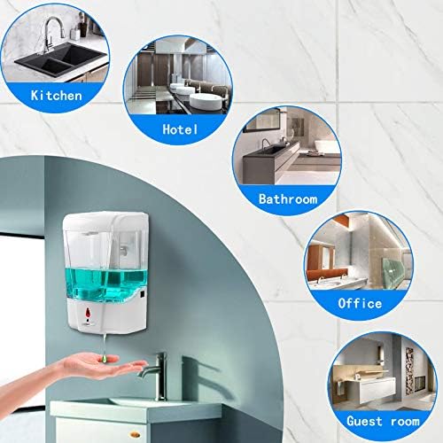 Jewaytec Automatic Hand Soap Dispenser,700ml Soap Dispenser Wall Mounted,Touchless Hand Sanitizer Shampoo Dispenser,Touch-Free Liquid Dispenser for Gel,ABS Plastic