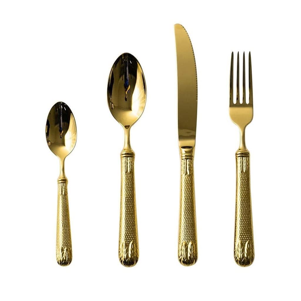 Set di Posate Dorate, 8 Pezzi in Acciaio Inox forchetta Coltello cucchiai, Set di Posate, Set di stoviglie per casa/Viaggio/Festa, Servizio per 2 Decorazioni