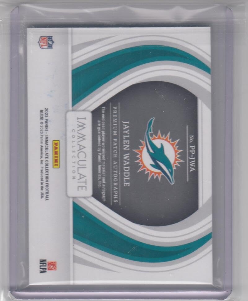 Football Trading Card 2023 Panini Immaculate Collection Premium Patch Autographs #42 Jaylen Waddle EX++ Excellent++ MEM Auto 56/99 Dolphins