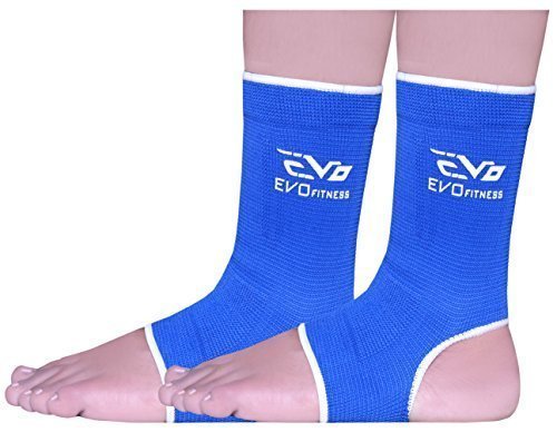 EVO Fitness Anklet Protector MMA Support Boxing Guard Kick Boxing Muay Thai Pair (Blue, Medium)