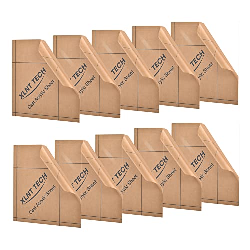 Image of 10 Pack 12 x 12 Inch Clear Cast Acrylic Sheets (0.118 inch Thick), Transparent Plexiglass Plastic Sheet for Cutting, Engraving Signs, Advertisement, DIY Projects.