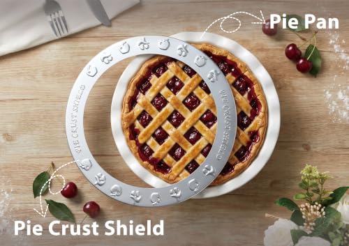 JODEVI 9 Inch Pie Pan with Pie Crust Shield, Ceramic Pie Dish for Baking - image 2