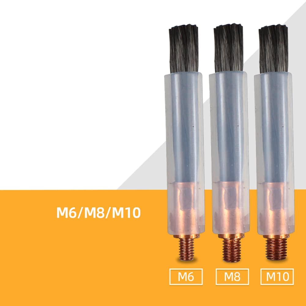 Cabezal de cepillo de procesador de cuentas de soldadura para limpieza TIG Mig, limpiador de soldadura para máquina de limpieza de cuentas de soldadura (longitud del cepillo 60 mm, 10 piezas M6)