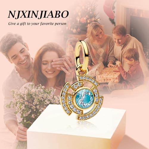 Image of S925 Sterling Silver Gold Plated Romantic Charms, Gifts for Mom Girlfriend Family on Valentine's Day Birthday Christmas Anniversary, Bracelet Necklace Bead Charm