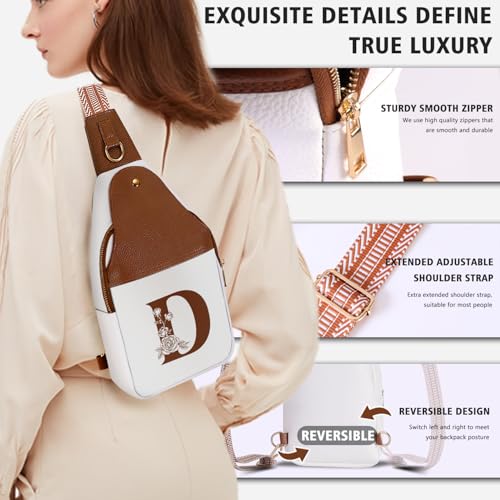 Image of Lizznoe Personalized Crossbody Bag for Women Leather Sling Bags with Initial Letter Chest Bag for Travel, Gift for Mom Wife