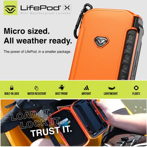 VAULTEK LifePod X Micro Weatherproof Electronic Lockbox Secure Travel Case Rugged Mini Portable Case with Backlit Keypad (Rush Orange)