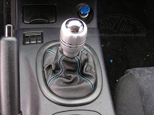 RedlineGoods Shift Boot Compatible with Mitsubishi Eclipse 2000-05. Tailor Made - not Universal. Genuine top-Grade Italian Gray Leather with Black Thread