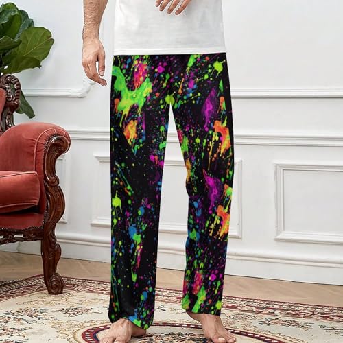 Glow In Dark Splatter Neon Elegant Elastic Waistband Sleep Pajama Pant3