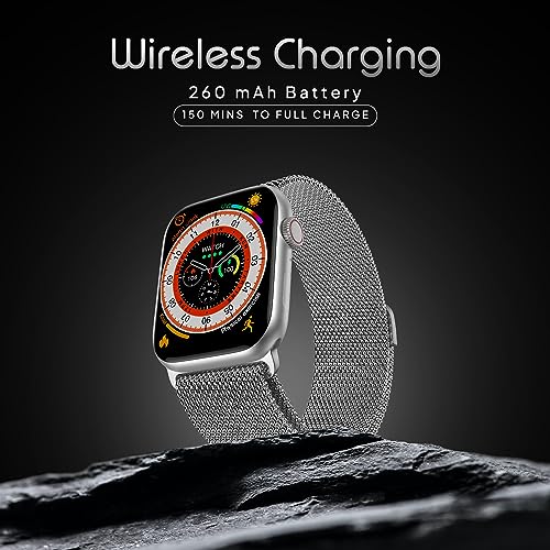 Image of Fire-Boltt Vogue Large 2.05 inch Display Smart Watch, Always On Display, Wireless Charging, App Based GPS with Bluetooth Calling & 500+ Watch Faces (Steel Silver)