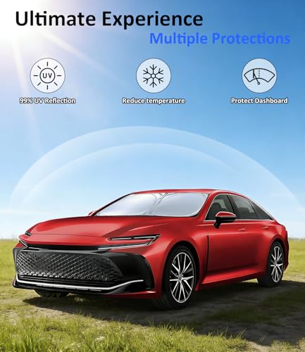 Image of Windshield Sun Shade for Toyota Camry 2018-2024 Accessories | Car Front Window Sun Visor & Heat Shield | 240T Sunshade Protection Blocks UV Rays Keep Your Car Cooler