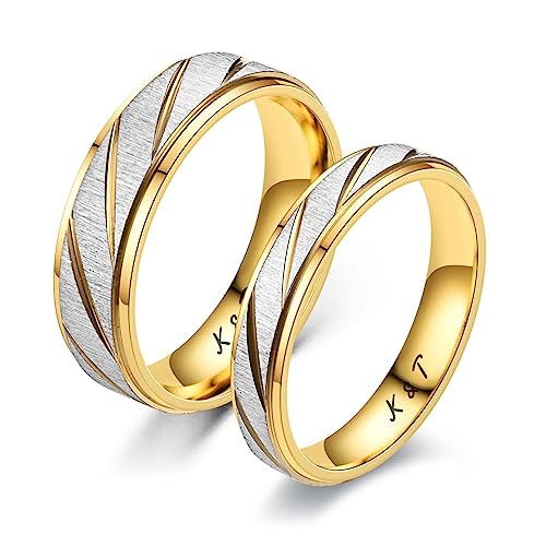 LOFART Personalized Couple Rings,Custom Promise Rings for