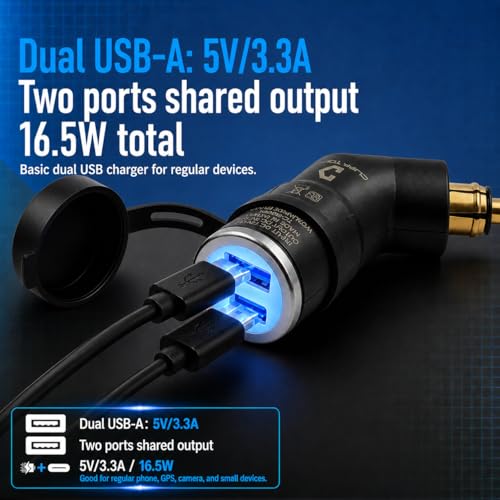 Image of Cliff Top Hella DIN USB Charger, 3.3A, Compatible with BMW /Triumph /Ducati | 3.3A dual USB output, Hella DIN /Powerlet plug, compatible with BMW, Triumph Tiger, Ducati motorcycles, phone /GPS charging