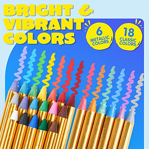 Image of JOYIN 24 Colors Face Paint Safe & Non-Toxic Face and Body Crayons (Large Size 3 inch) Ultimate Party Pack Including 6 Metallic Colors for Birthday Toy Makeup Party Suppiles, Gifts for Kids Girls Boys