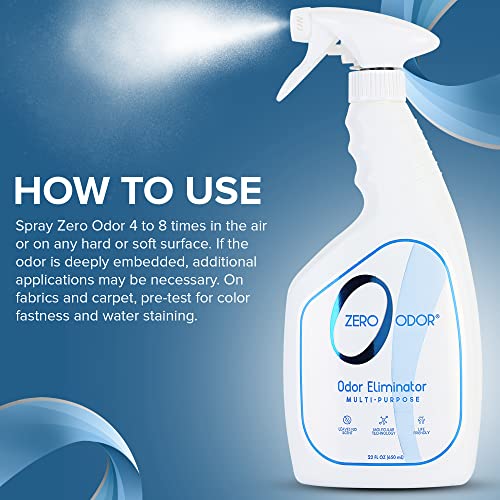 Zero Odor Multi-Purpose Odor Eliminator - Air & Surface Odor – Patented Technology Best For Bathroom, Kitchen, Fabrics, Closet- Smell Great Again, 22Oz (Over 500 Sprays) #TOP7
