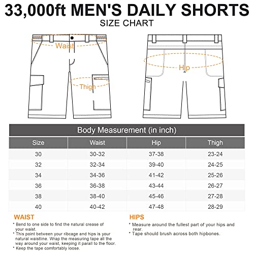 33,000ft Mens ClassicFit 9" Shorts Quick Dry Golf Shorts Elastic Waist
