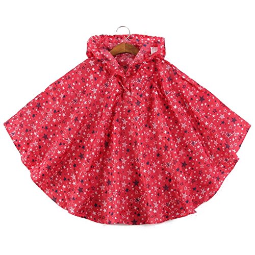 mainaisi Kids impermeable ligero estrellas Poncho chubasquero rojo rosso Talla:XL/140-160CM