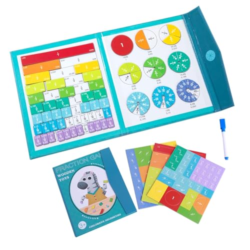 102pcs Magnetic Fraction Puzzle Magnetic Math Master Set for 5 6 7 8 9 Years Magnetical Fraction Tiles Fraction Tiles & Fraction Circles Set Montessori Fraction Manipulatives Learning Gift