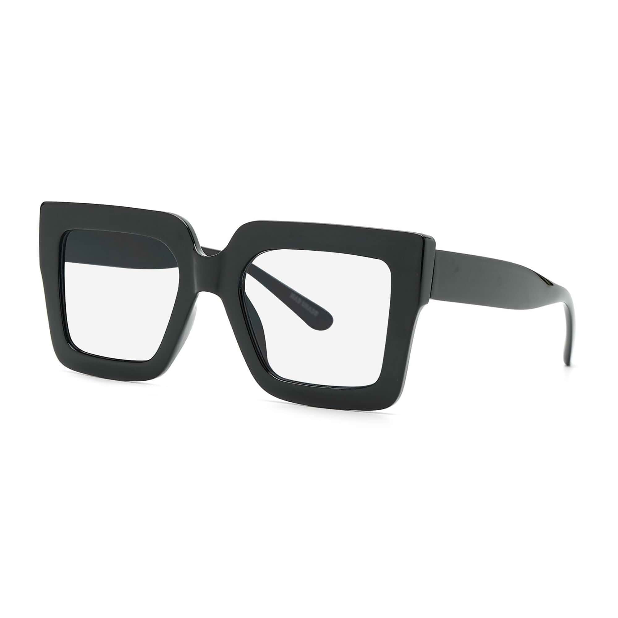 Mad Shade Clear Lens Non-Prescription Fake Glasses for Women & Men, Retro Oversized Eyewear, Trendy Fashion Accessories