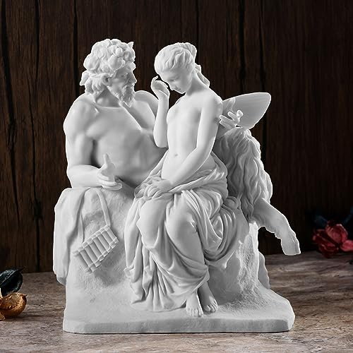 Escultura de Resina Pan y Psique 9 Pulgadas Blanco miniatura 6