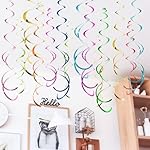 84 Pack Colorful Ceiling Swirl Foil Decorations Hanging Plastic Streamer Themed Swirl Party Decoration for Wedding Thanksgiving Day Graduation Celebration (A) - Image 2