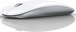 Uiosmuph Bluetooth Mouse, USB C Rechargeable Wireless Mouse, Triple Mode (Dual Bluetooth+USB) Computer Silent Mice Portable with USB Receiver Type C Adapter for Laptop/MacBook/iPad/PC(White)