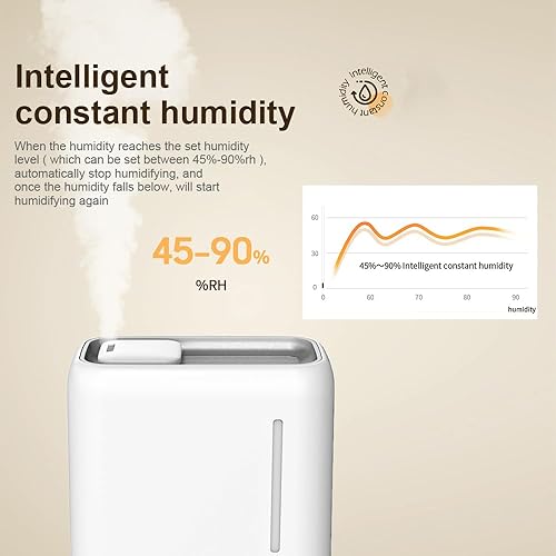 Miniatura 3 de AUMIO Humidificadores de 4L para dormitorio con control de humedad, difusor de aceite esencial de niebla fría de llenado superior, humidificadores