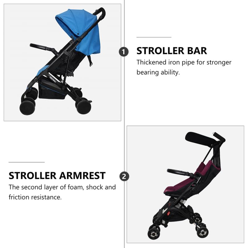 Image of Kisangel Replacement Adjustable Detachable PU Leather Baby Stroller Bumper Handle, Armrest Crossbar for Umbrella Stroller Handle Extender, 15.35 x 13.58 x 1.96 Inches