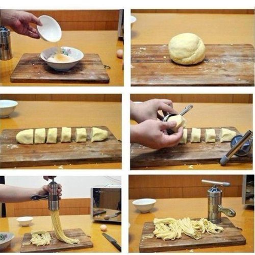 Small Noodles Press Machine Stainless Steel Kitchen Manual Pasta Maker 5 Noodle Mould
