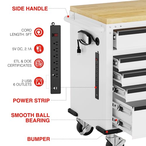 Image of WORKPRO 72 inch x 22 inch Rolling Tool Cabinet, 9-Drawer & 1-Door