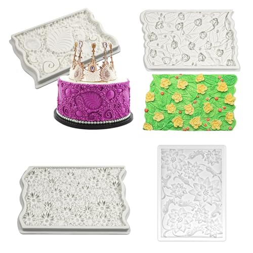 Molde de silicona decorativo con diseño de flores y hojas miniatura 2