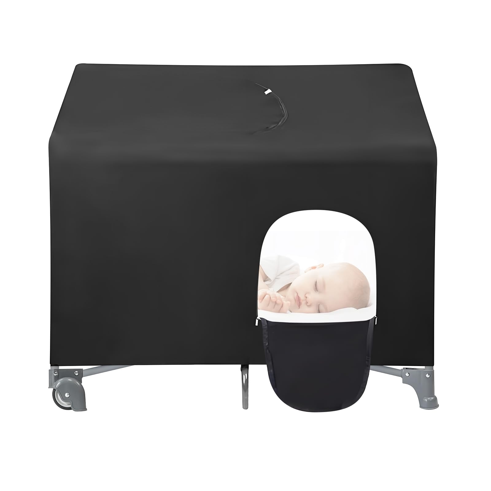 PandaEar Blackout Cover for Pack N Play, Breathable Crib Canopy Tent, Portable Stretchy Baby Netting Cover for Indoor & Outdoor