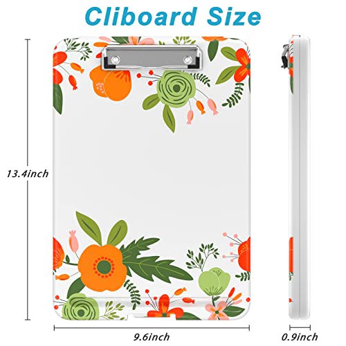 Rimilak Plastic Cute Clipboard With Storage, Open Nursing Clipboard Foldable Storage, Cute Clipboard Custom Pattern, Size 13.4" X 9.4" X 0.9", Colorful Flower #TOP1