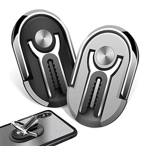 JEEZAO 2019 Nieuw, Auto Telefoon Houder, Multifunctionele Magnetische Air Vent Mobiele Telefoon Mount,360° Draaibare Universele Smartphone Vinger Ring Beugel voor Thuis Auto 2 stks Zwart + Zilver