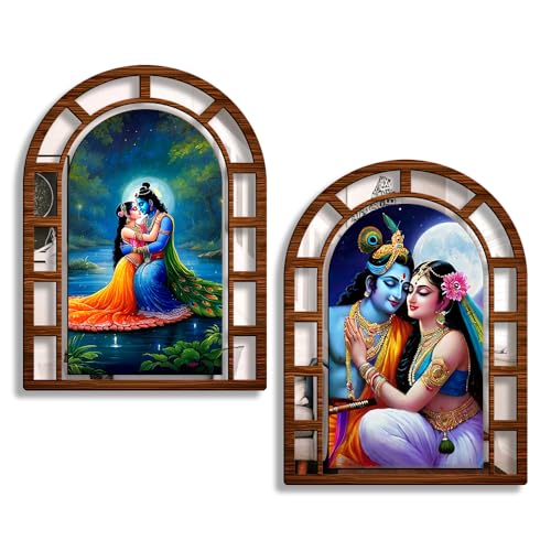 Image of Sehaz Artworks RadKris Mirror Jharokha Wall Decor for Living Room- 40x30 CM