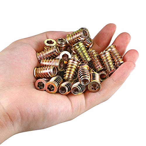 80 pcs 14 34- 20 threaded inserts for wood - metal screws assortment hex socket drive nut inserts bolt fastener connector wood embellishments for furniture 1434-20x20mm